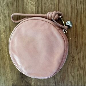 Clare V blush leather Round Wristlet Bag